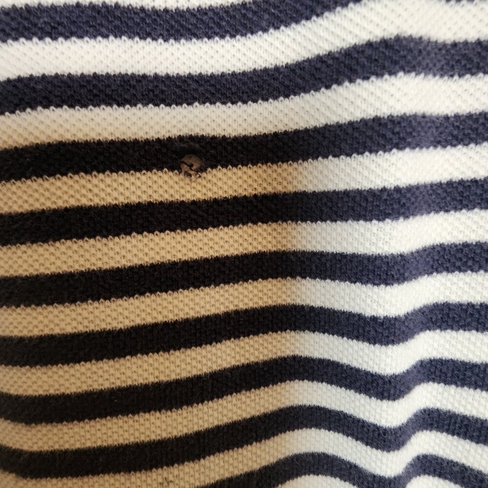 Nautica Polo Shirt Performance Deck Men XL Blue White Striped Pullover Casual - Picture 4 of 6